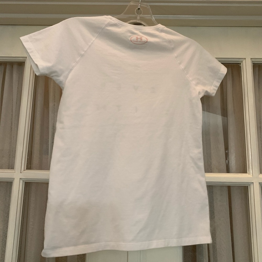 Under Amour white t-shirt w/ Girls Never Quit - Picture 2 of 7